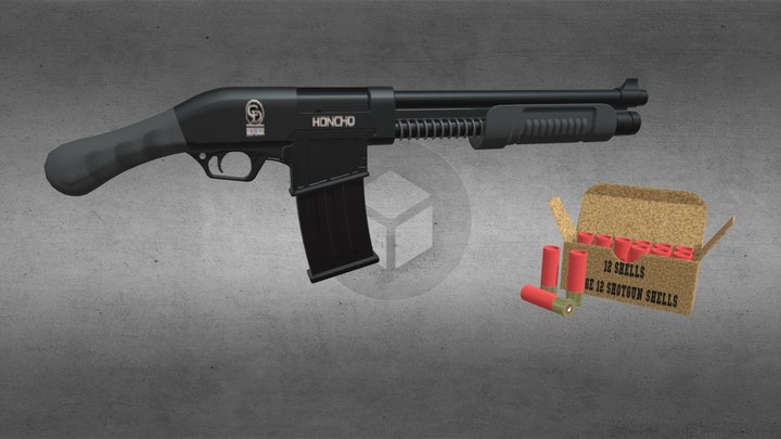 Pump action shotgun - Charles Daly Honcho model 3D Model