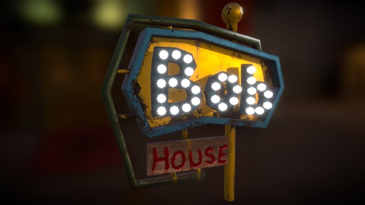 Lighted Sign - (Bob House Sign) 3D Model