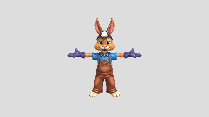 Miner Bunny, T Pose 3D Model
