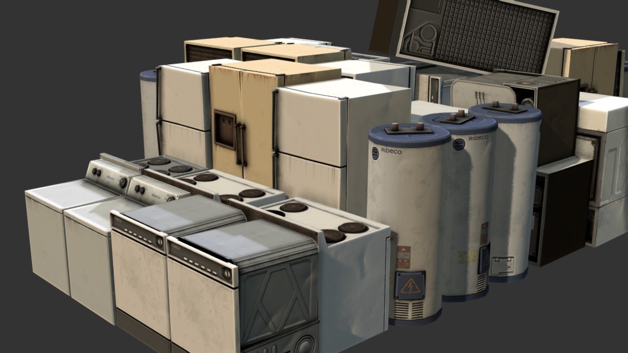 3D model Scrap Appliances - This is a 3D model of the Scrap Appliances. The 3D model is about a group of machines.