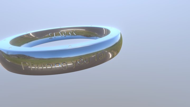 Bracelet Wedding with Red Gemstone 3D Model