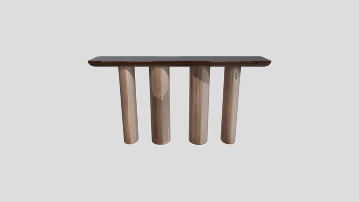 Wooden console table with four cylindrical legs 3D Model