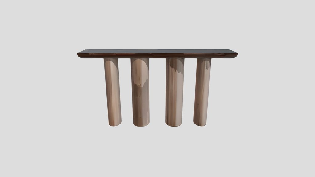 Wooden console table with four cylindrical legs