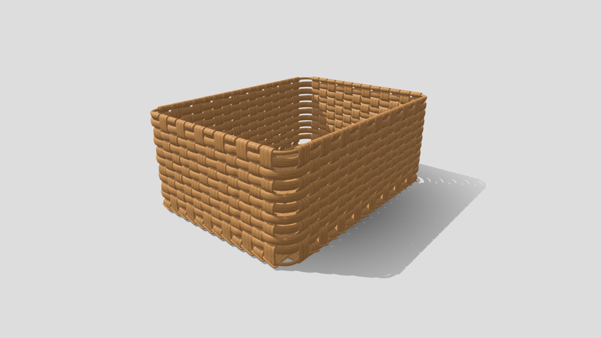 3D model Squared Wicker Basket 01 - This is a 3D model of the Squared Wicker Basket 01. The 3D model is about a wooden block with a metal bar.