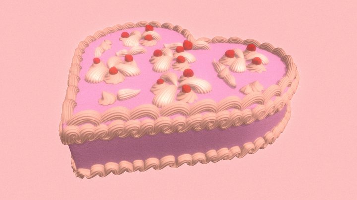 Heart-shaped cake 3D Model