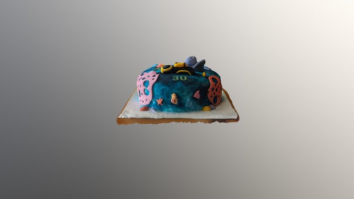 Ocean Birthday Cake 3D Model
