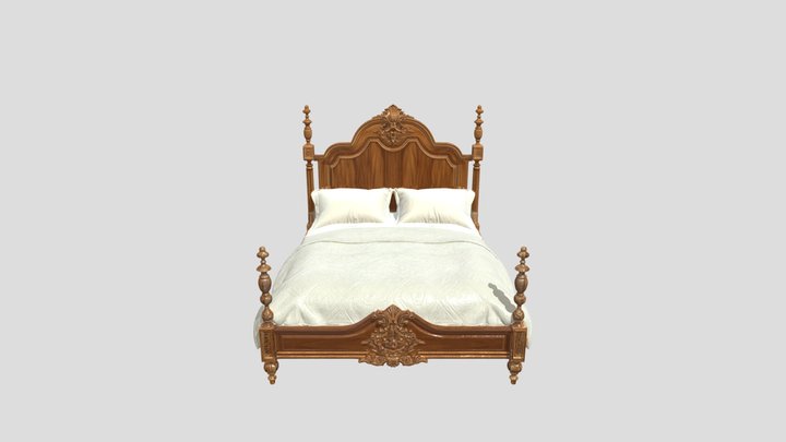 Ornate Carved Bed 3D Model