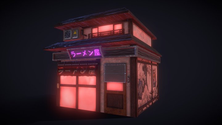 Cyberpunk Japanese Restaurant 3D Model