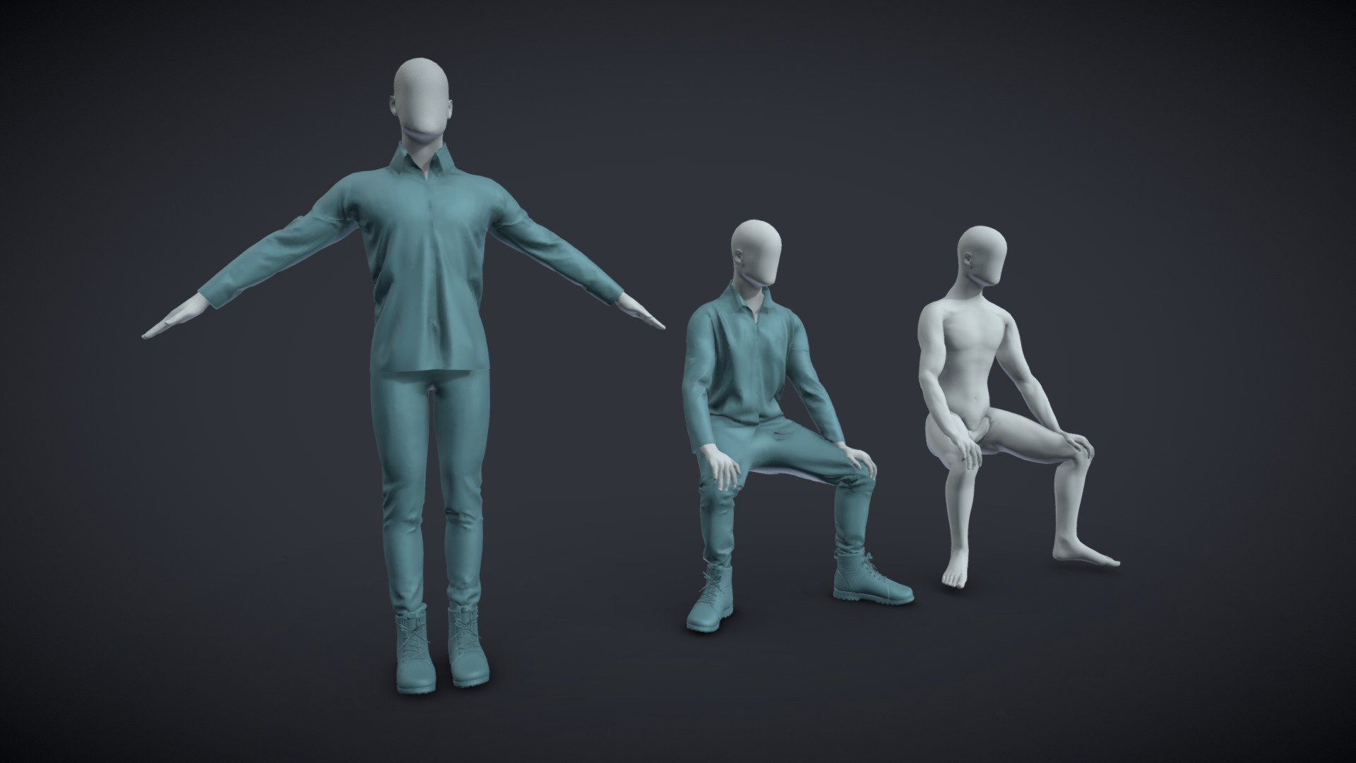 BlenderRig Male Mannequin Set for Sculpting - 05