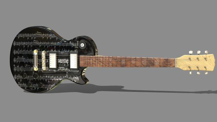 #GuitarTexturingChallenge Black Guitar 3D Model
