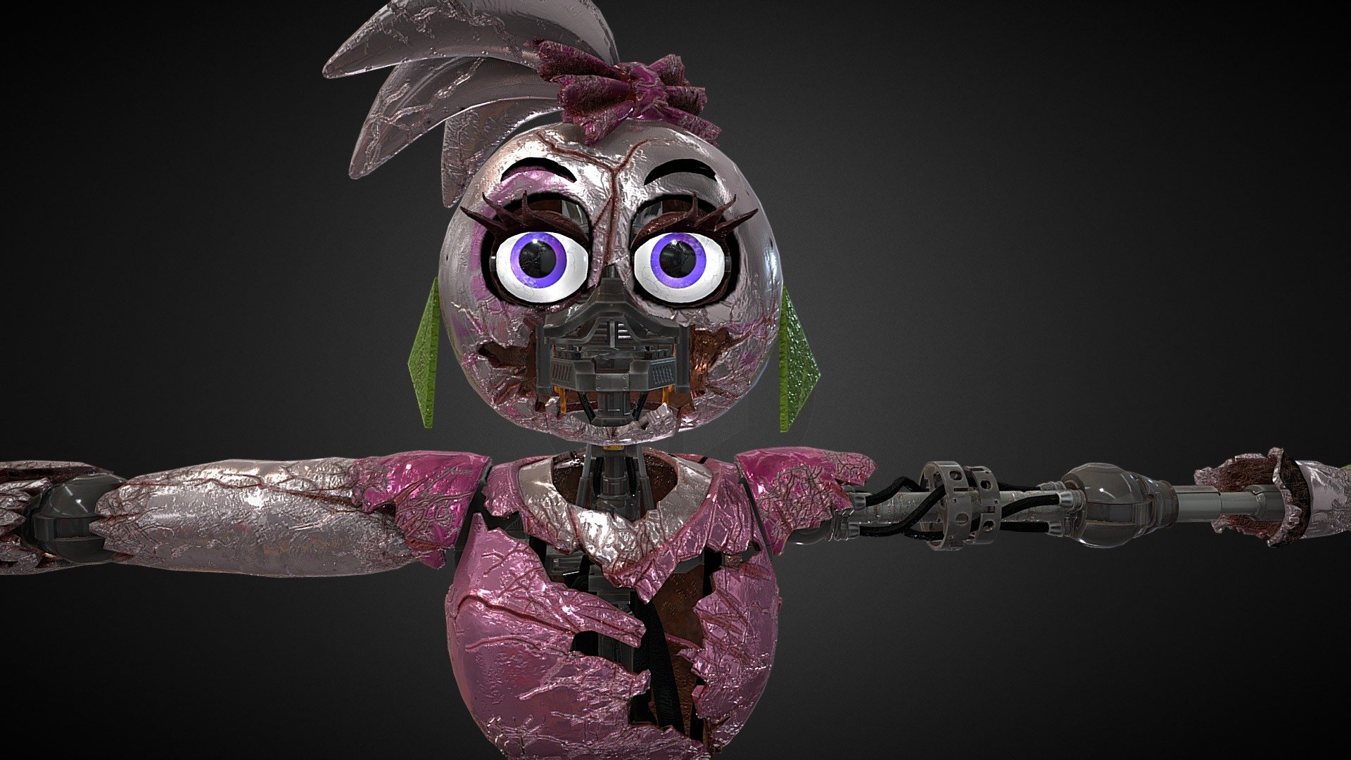 Shattered Chica Fnafsecurity Breach Download Free 3d Model By