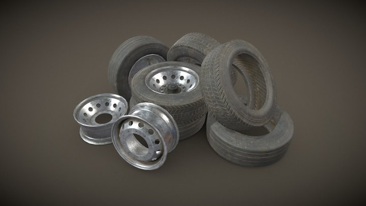 Truck Wheels, Rims & Tires - Low Poly 3D Model