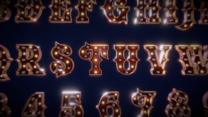 Burlesque style letters 3D Model