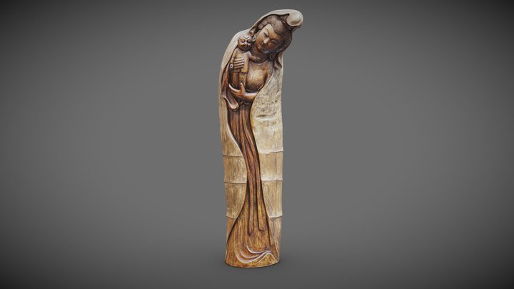 送子娘娘 Songzi Niangniang 竹根雕 Bamboo root Carving 3D Model