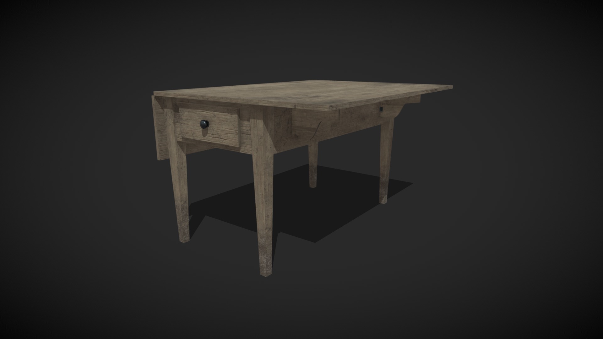3D model Kitchen Table (old) - This is a 3D model of the Kitchen Table (old). The 3D model is about a wooden table with legs.