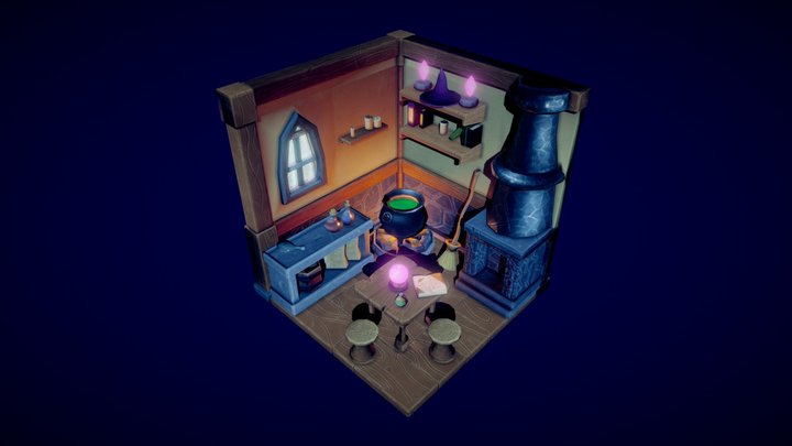 Isometric Room - Witch Brewing Room 3D Model