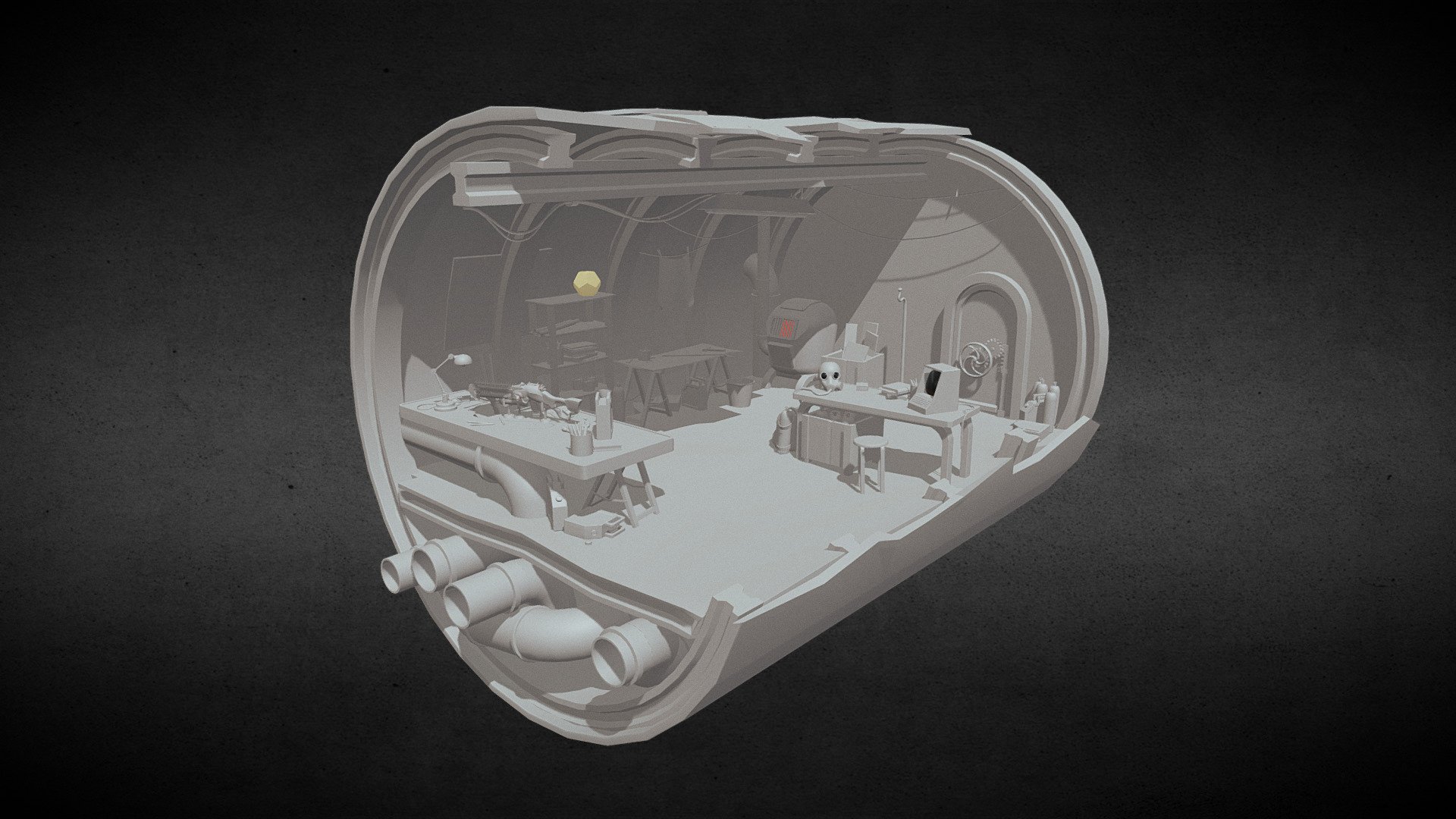 Post-apocalyptic Submarine Wreck Shelter