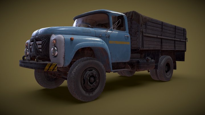 Soviet flatbed truck. ZIL 130 3D Model