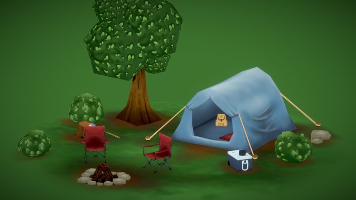 Low-Poly Camp Site 3D Model