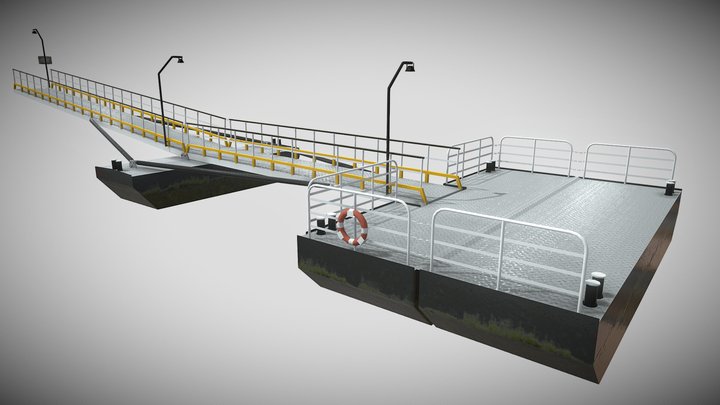 Floating River Ferry Pier 3D Model