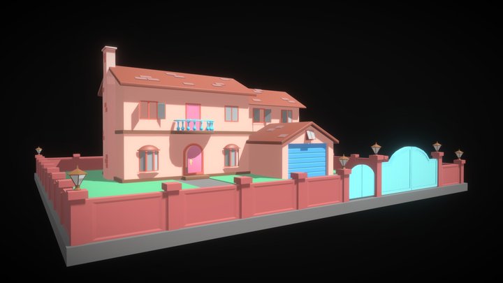 Toon House 3D Model