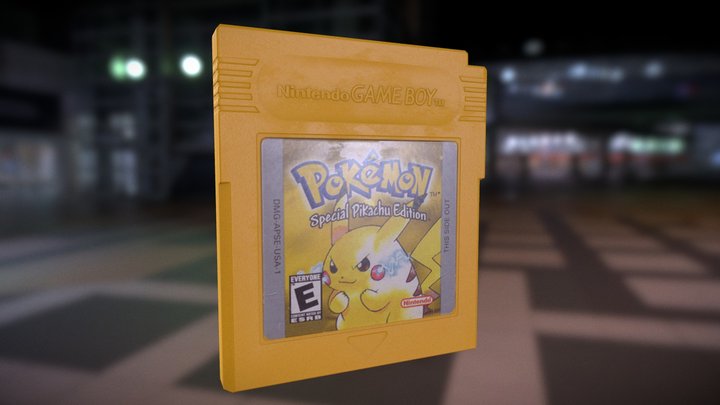 Pokemon Yellow Game Boy Cartridge 3D Model