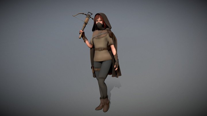 Crossbow Lady 3D Model