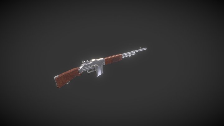 M1918 Browning Assult Rifle Free Game Asset 3D Model