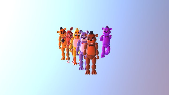 fnaf 1 all animatronics (blend) 3D Model