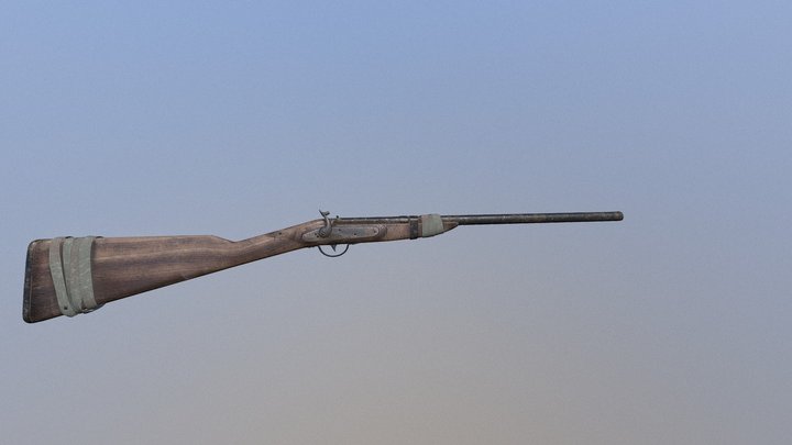 Muzzle loader antique rifle 3D Model