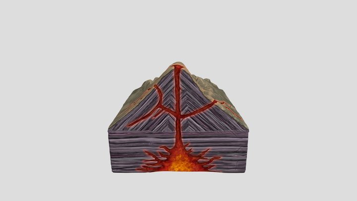 Volcano and the magma way 3D Model