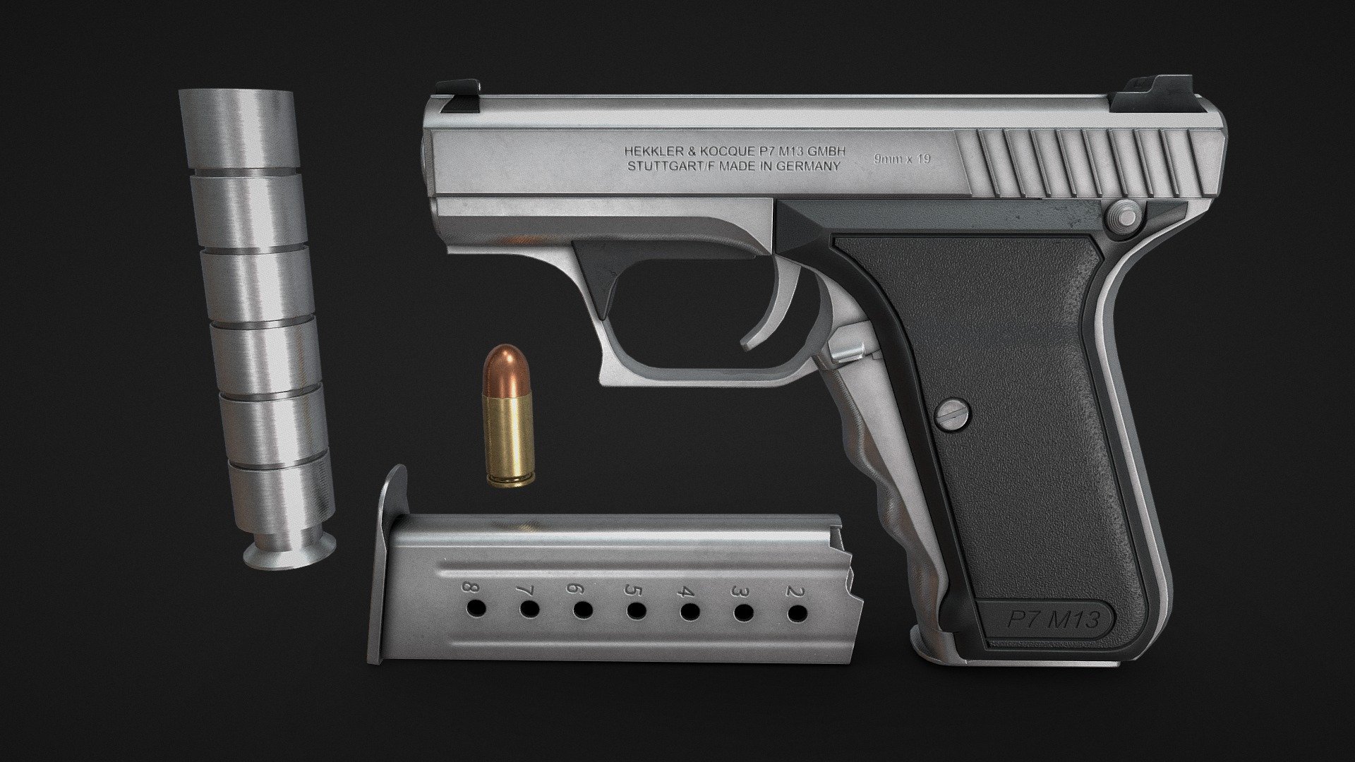 HK P7 - Buy Royalty Free 3D model by MarcusG94 [9b62103] - Sketchfab Store