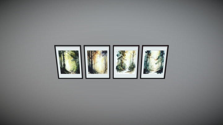 Four paintings 3D Model