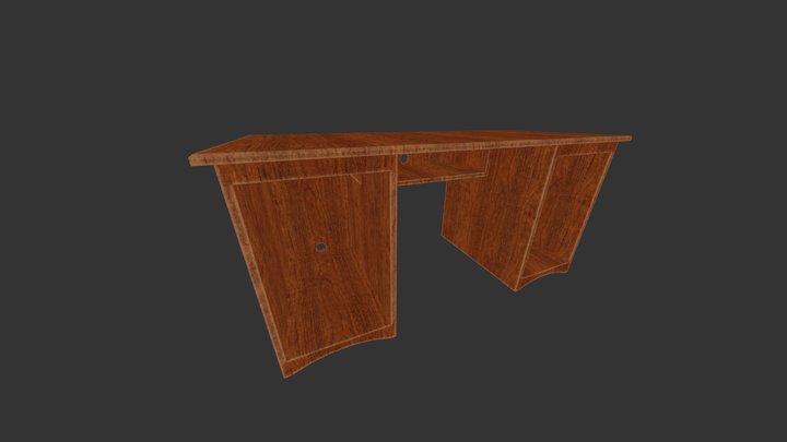Wooden Work Desk 3D Model