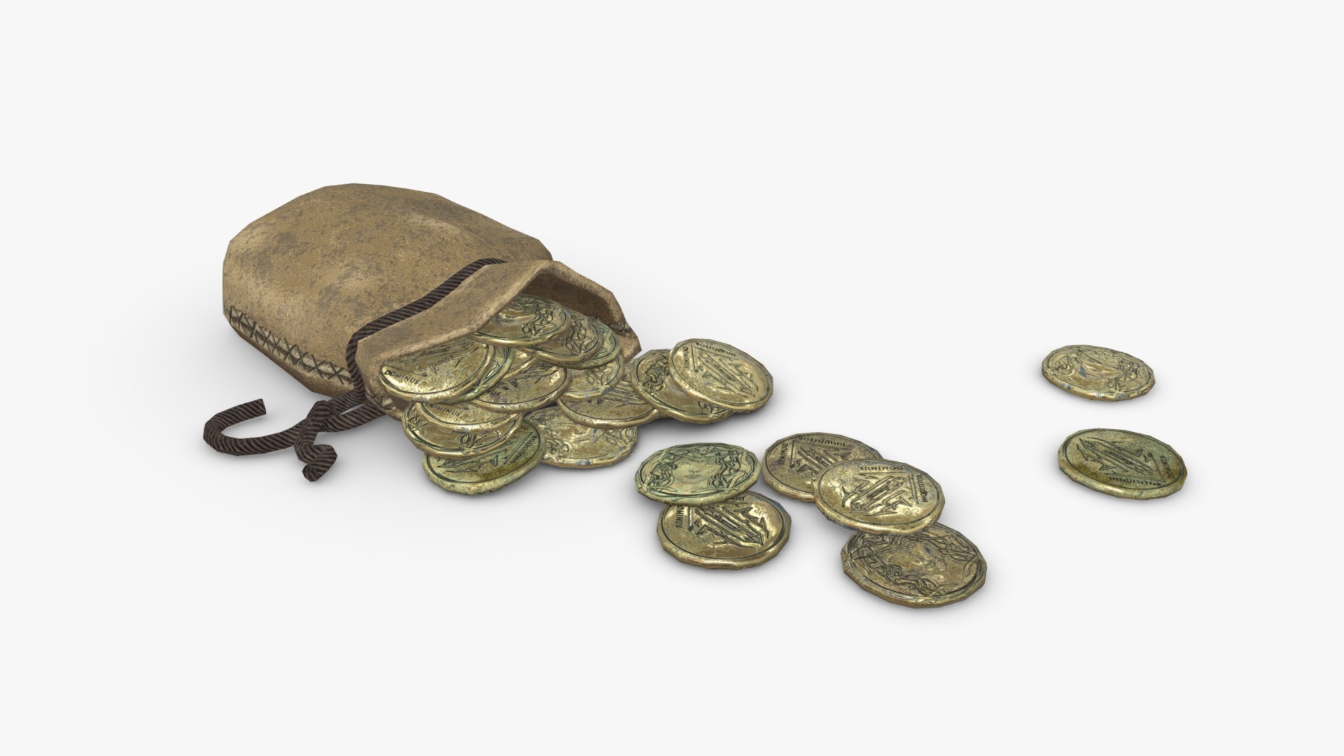 3D model Pouch of Golden Coins - This is a 3D model of the Pouch of Golden Coins. The 3D model is about a snake with coins around it.