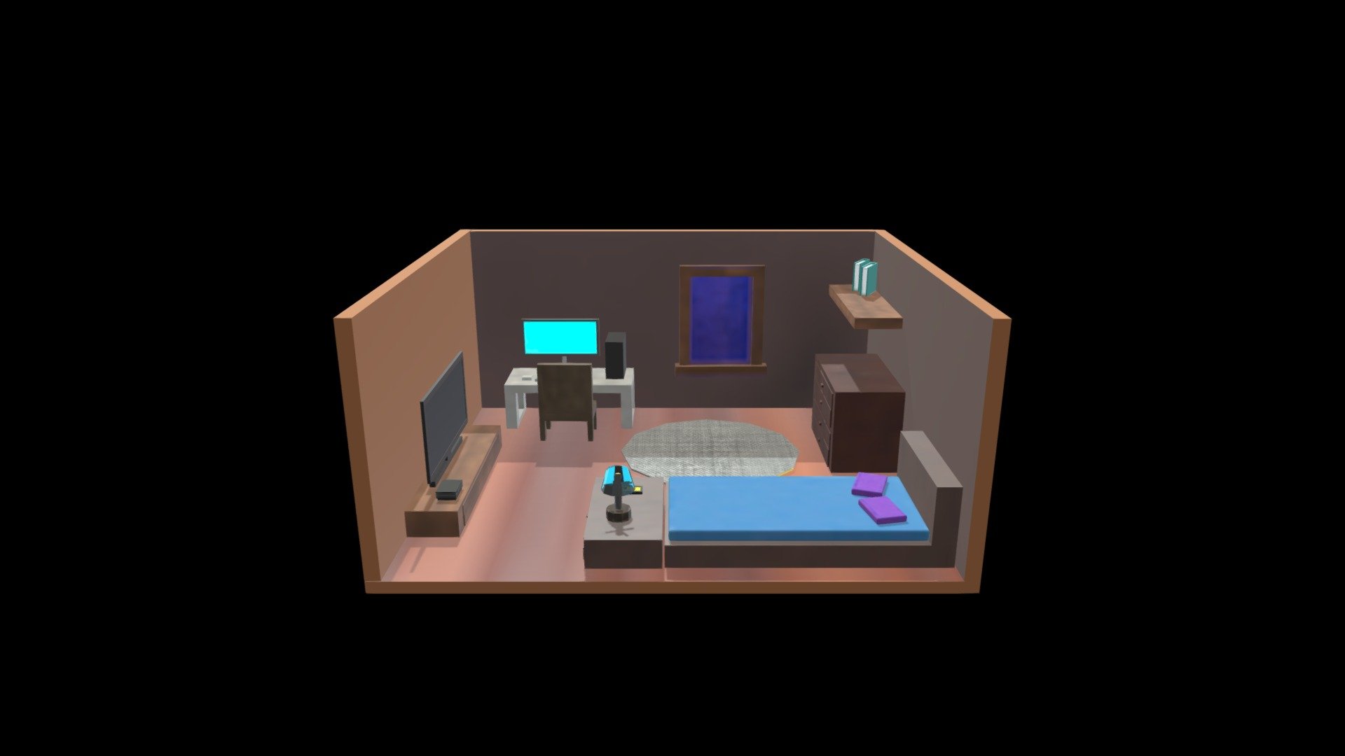 Diorama Bedroom Low Poly
