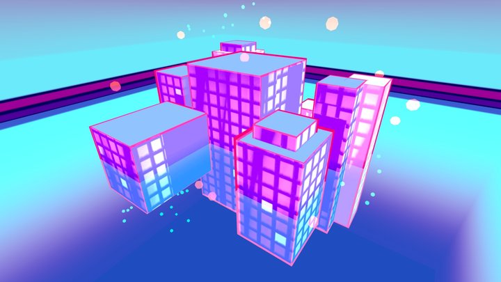 Futuristic Neon City Sketch 3D Model