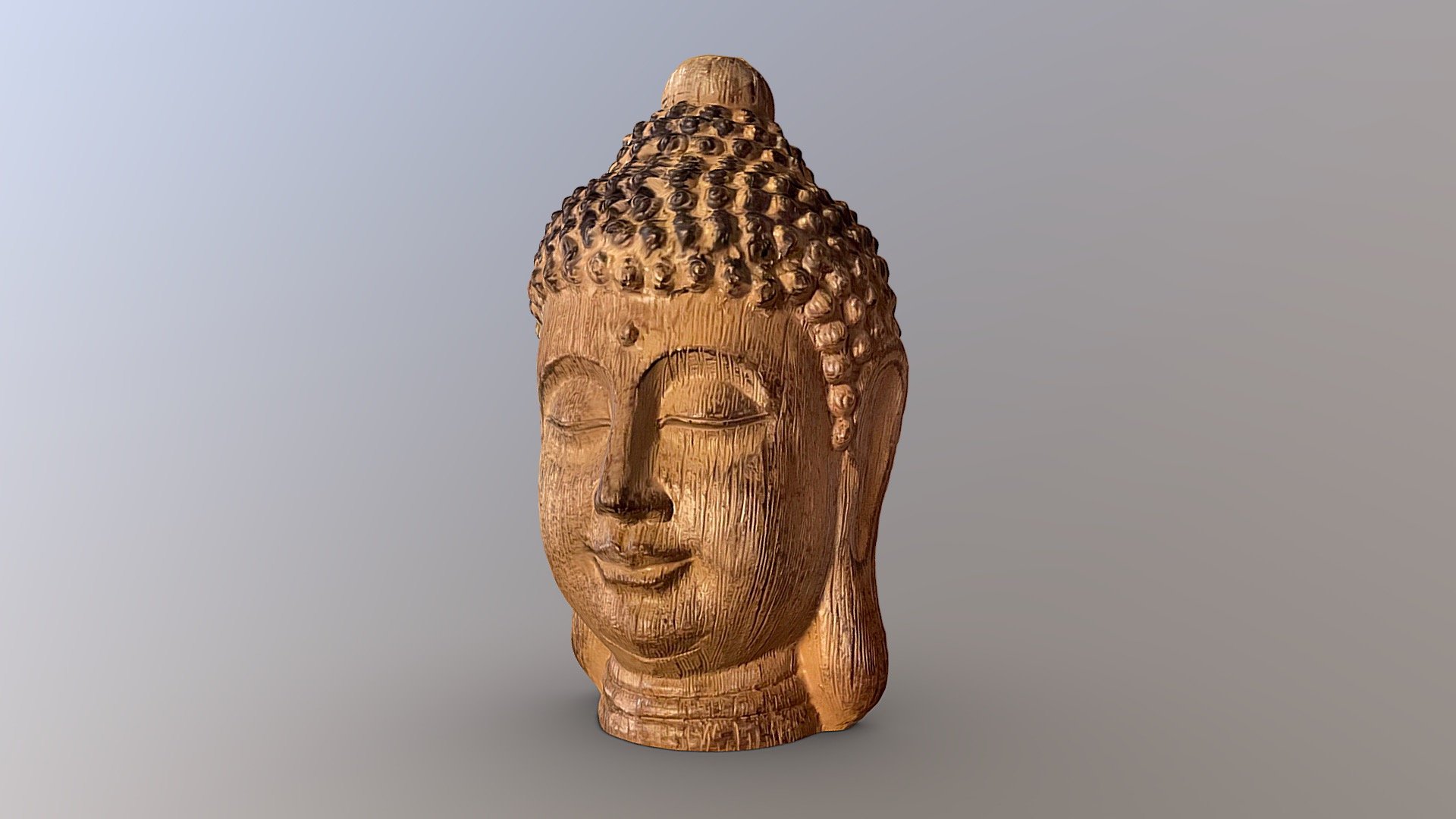 Wooden Buddha Statue Head