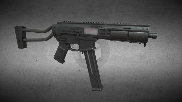 Low-Poly SMG 45 for Game Use 3D Model