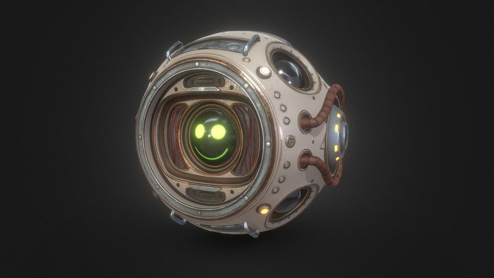 Steampunk orb ship 3D Model