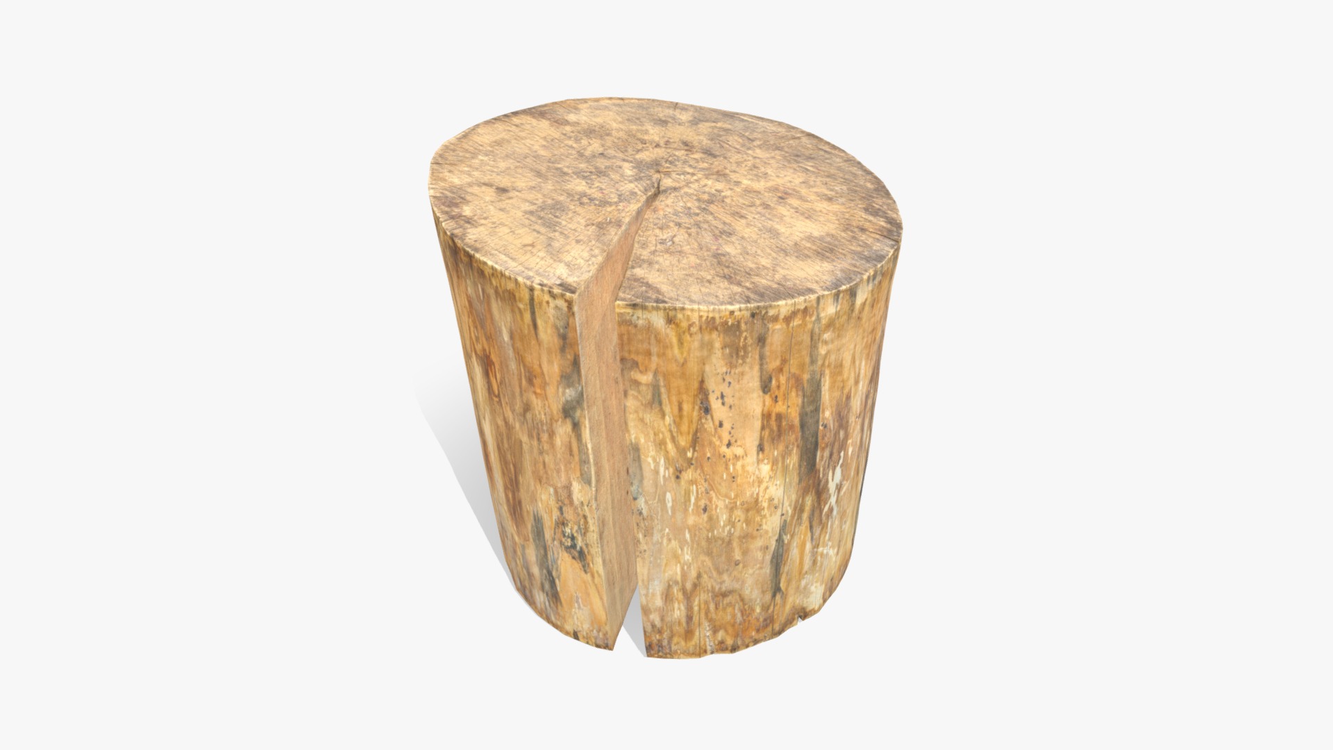 3D model Log Round Cracked - This is a 3D model of the Log Round Cracked. The 3D model is about a wooden bowl with a handle.