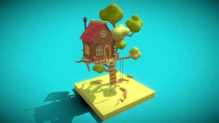 Low Poly Tree House – Free 3D Model STL
