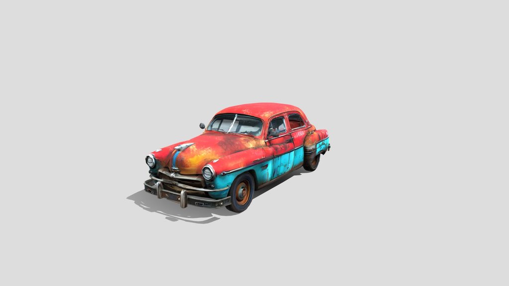 Old destroyed car 3d model free