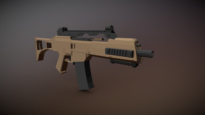 Low poly G36C assaultt rifle 3D Model