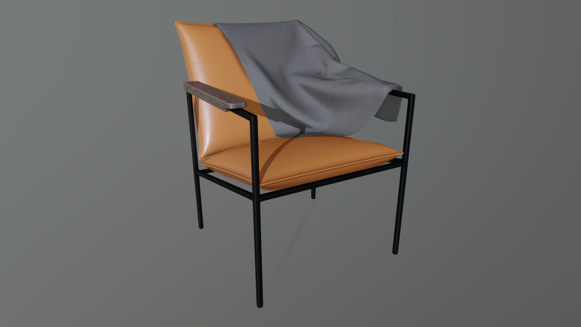 Leather Chair with Blanket