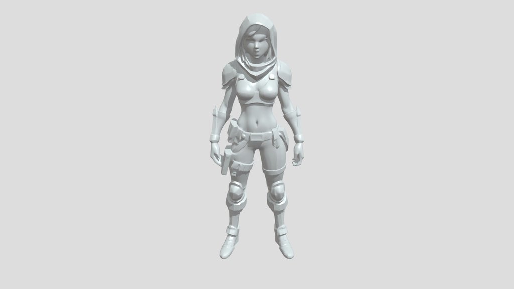 Armored hooded female warrior