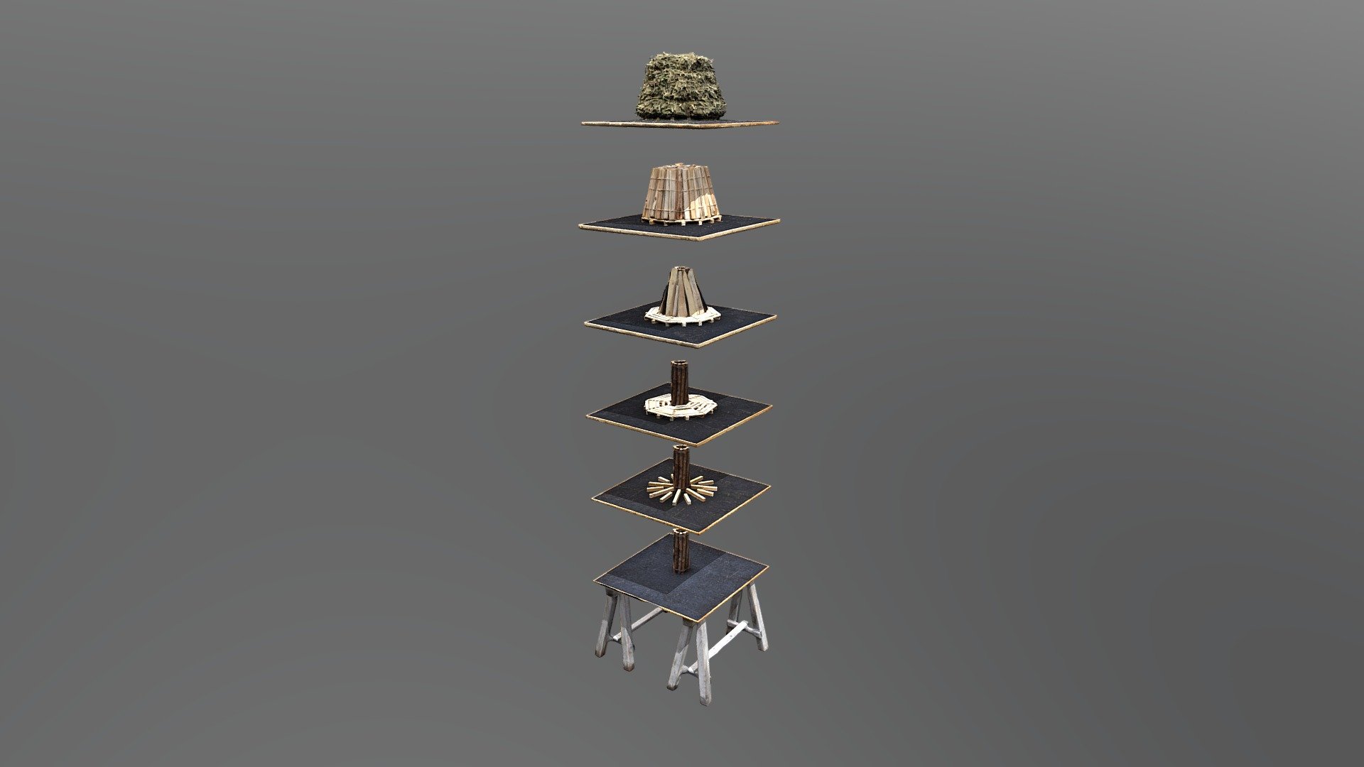 Model of the charcoal creating process