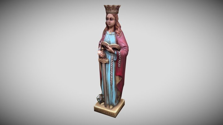 St Dymphna Statue - low poly 3D Model