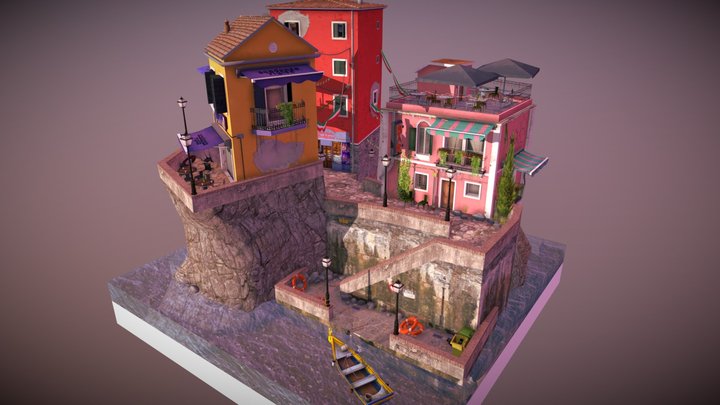 Cityscene, Cinque Terre 3D Model