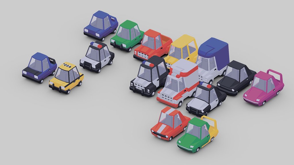 Low Poly Car Set